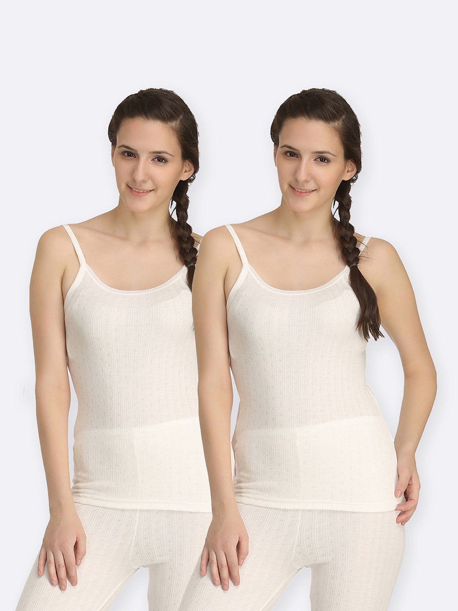 Kanvin Off White Thermal Camisole (Pack Of 2)