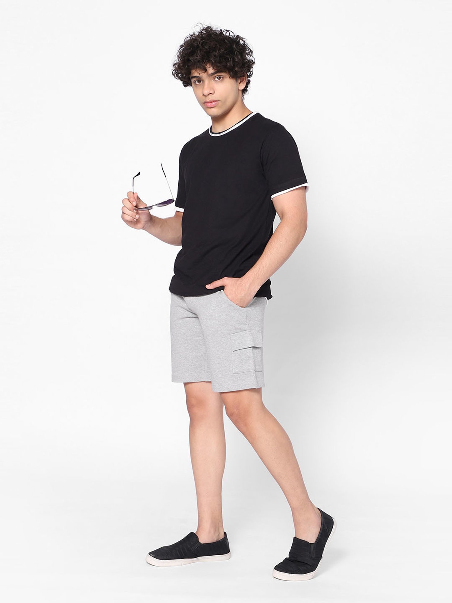 TeenTrums Boys Grey Solid Shorts