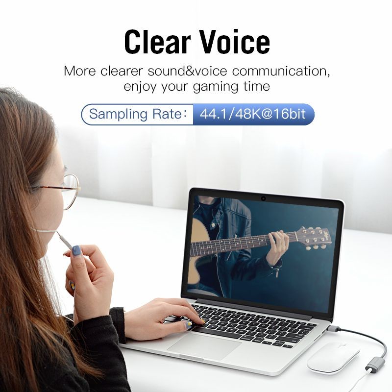 Vention USB Sound Card, External USB Audio Stereo Adapter with 3.5mm Aux for Headset, PC, Laptops, Desktops, PS4, Windows, Mac, and Linux