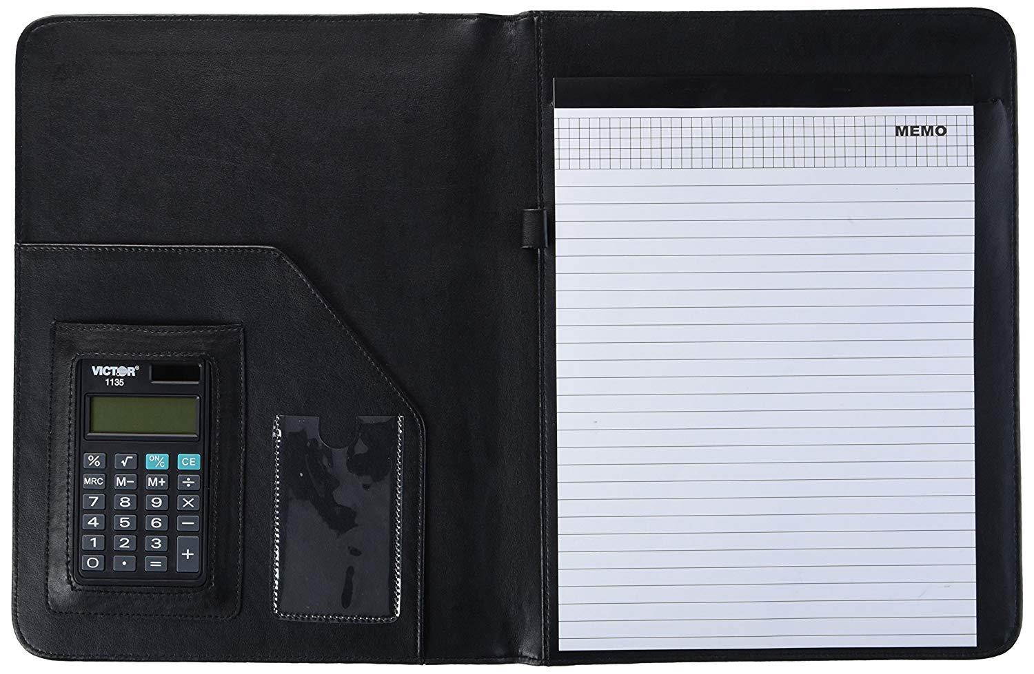 VICTOR TECHNOLOGY Pad Holder with Calculator, 9-1/4 x 12-1/2 x 1/2 Inches, Black (VCT1135BLK)