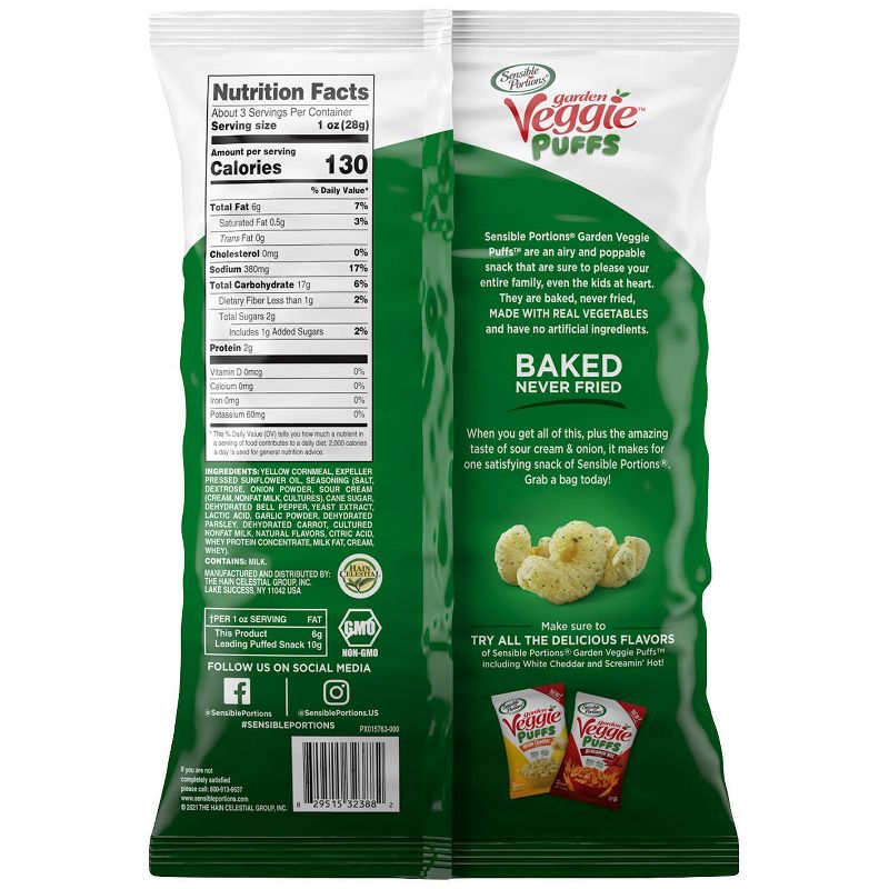 Sensible Portions Veggie Puffs Sour Cream & Onion - 3.75oz