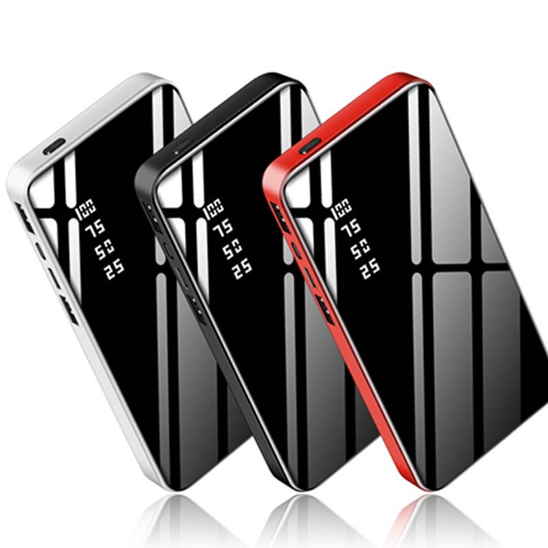 20000mAh Power Bank Mirror Display 2.1A Fast Charge Power Bank for Samsung White