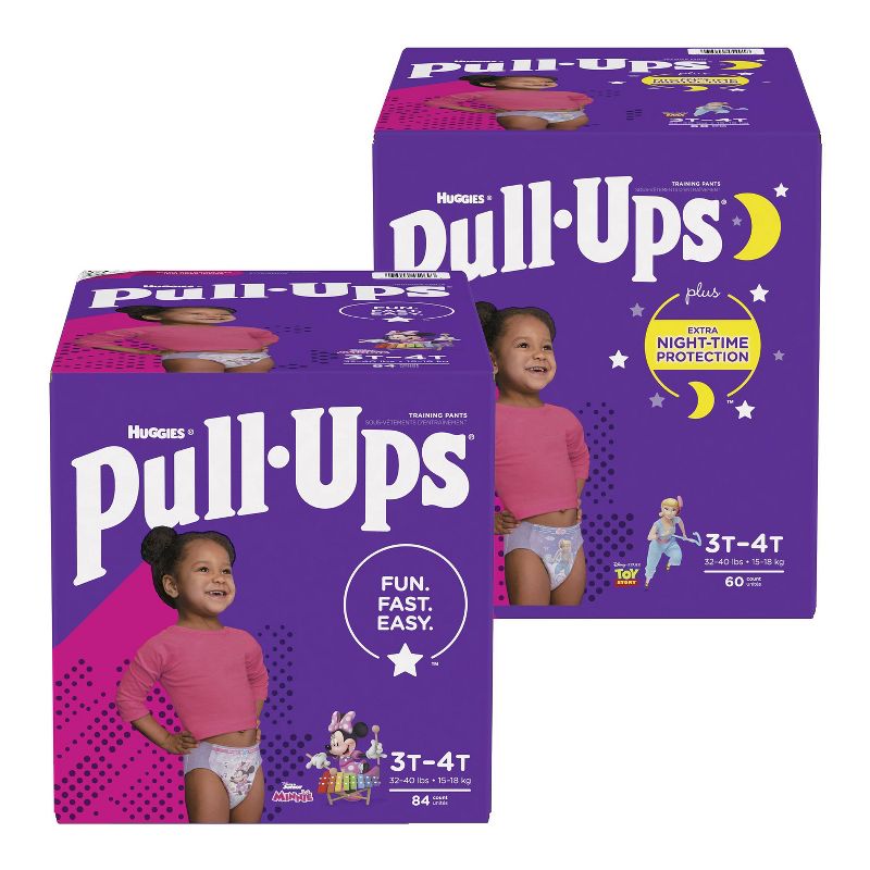 Huggies Bundle - Pull Ups Girls' Training Pants Size 3T-4T (84ct) + Pull Ups Girls' Night-Time Training Pants (60ct)