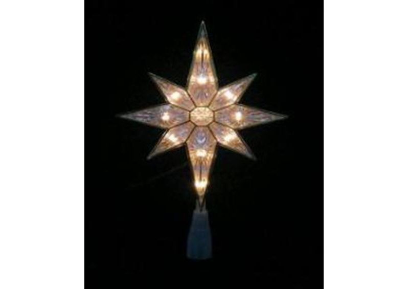 Penn 11" Lighted Clear Bethlehem Star with Gold Trim Christmas Tree Topper - Clear
