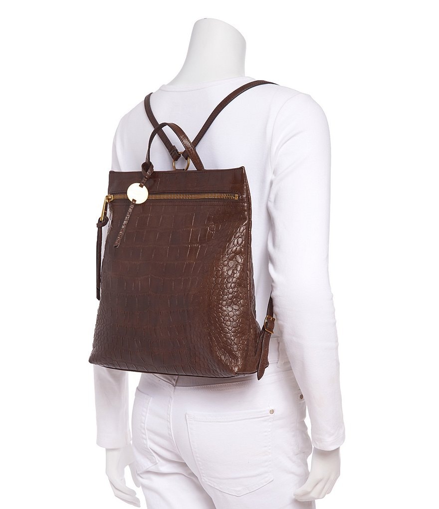 Margot Maggie Crocodile-Embossed Leather Backpack