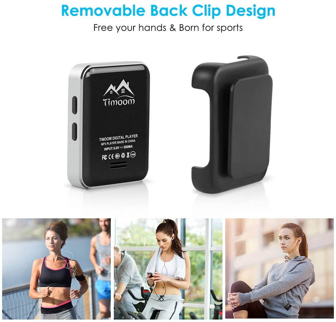 Kingbox Mp3 player with Bluetooth, music player with clip supports full touch screen, built-in speaker, HIFI lossless MP3 music player, FM radio, recorder (16GB, up to 128GB)