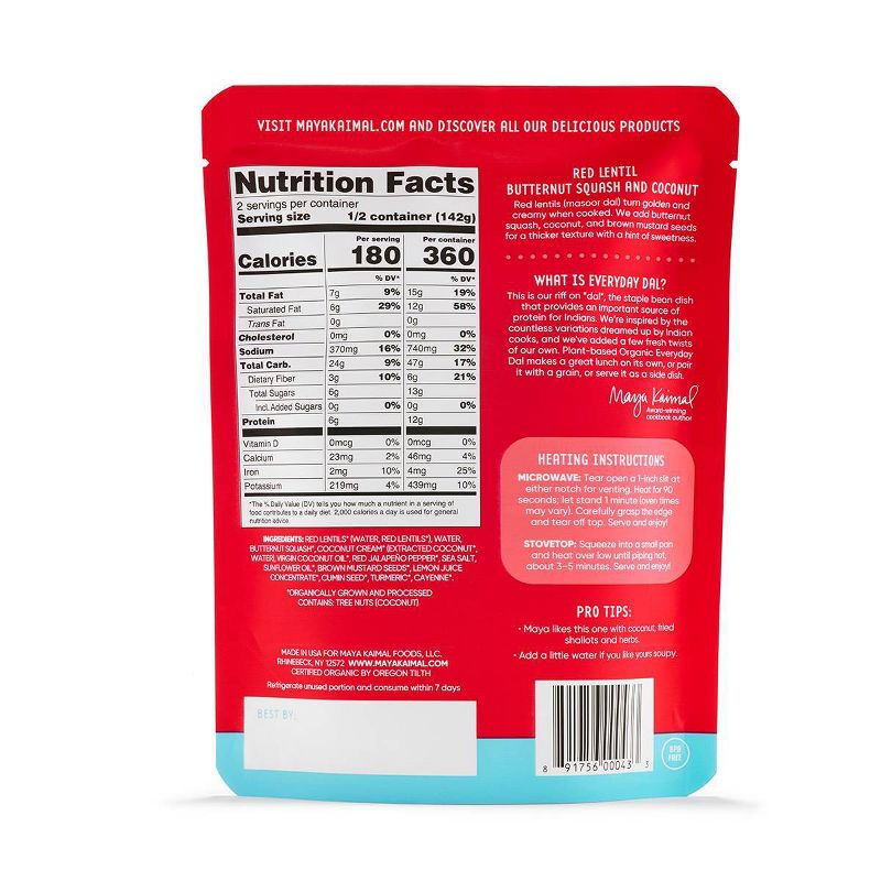 Maya Kaimal Organic Everyday Dal Red Lentils with Butternut Squash and Coconut - 10oz