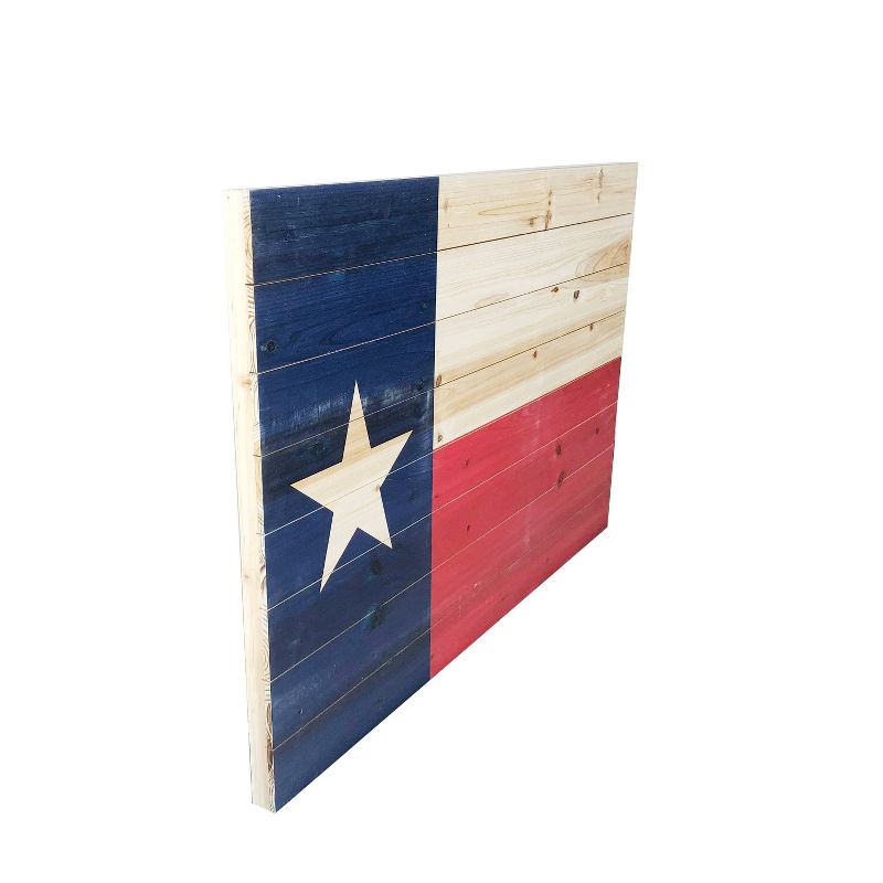 24" x 36" Texas Flag Print on Planked Wood Wall Sign Panel - Gallery 57