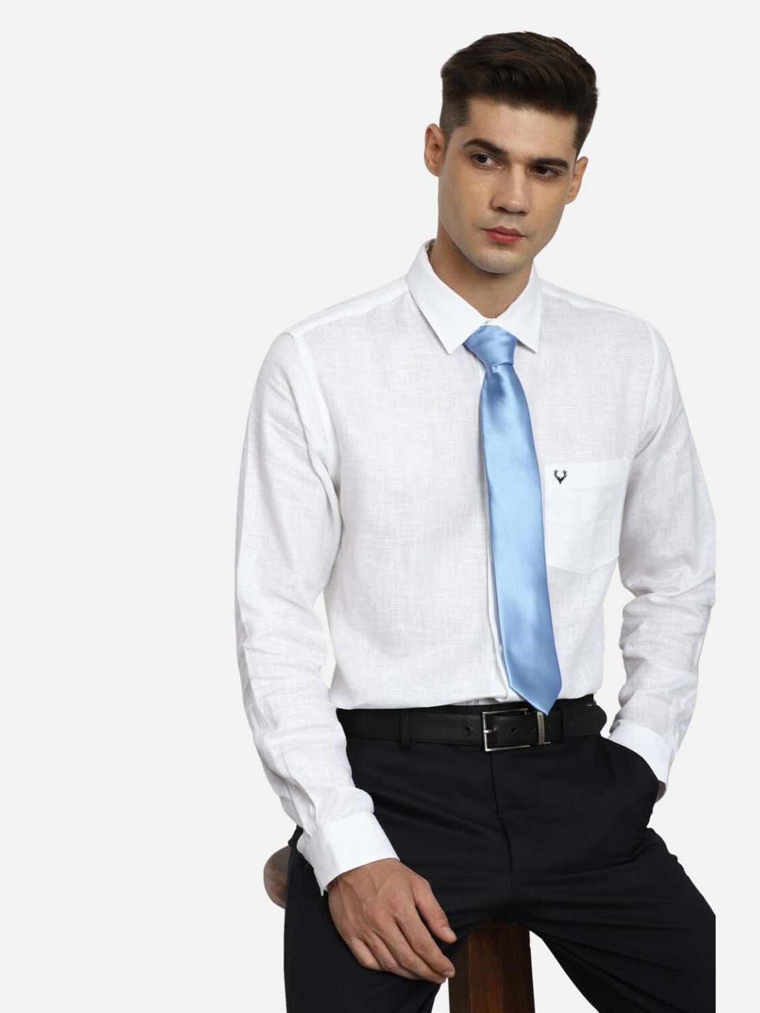 Louis Philippe Blue Solid Tie