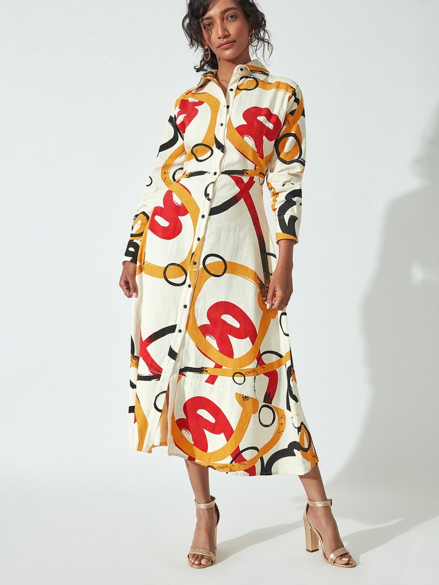 The Label Life White Printed Shirt Dress