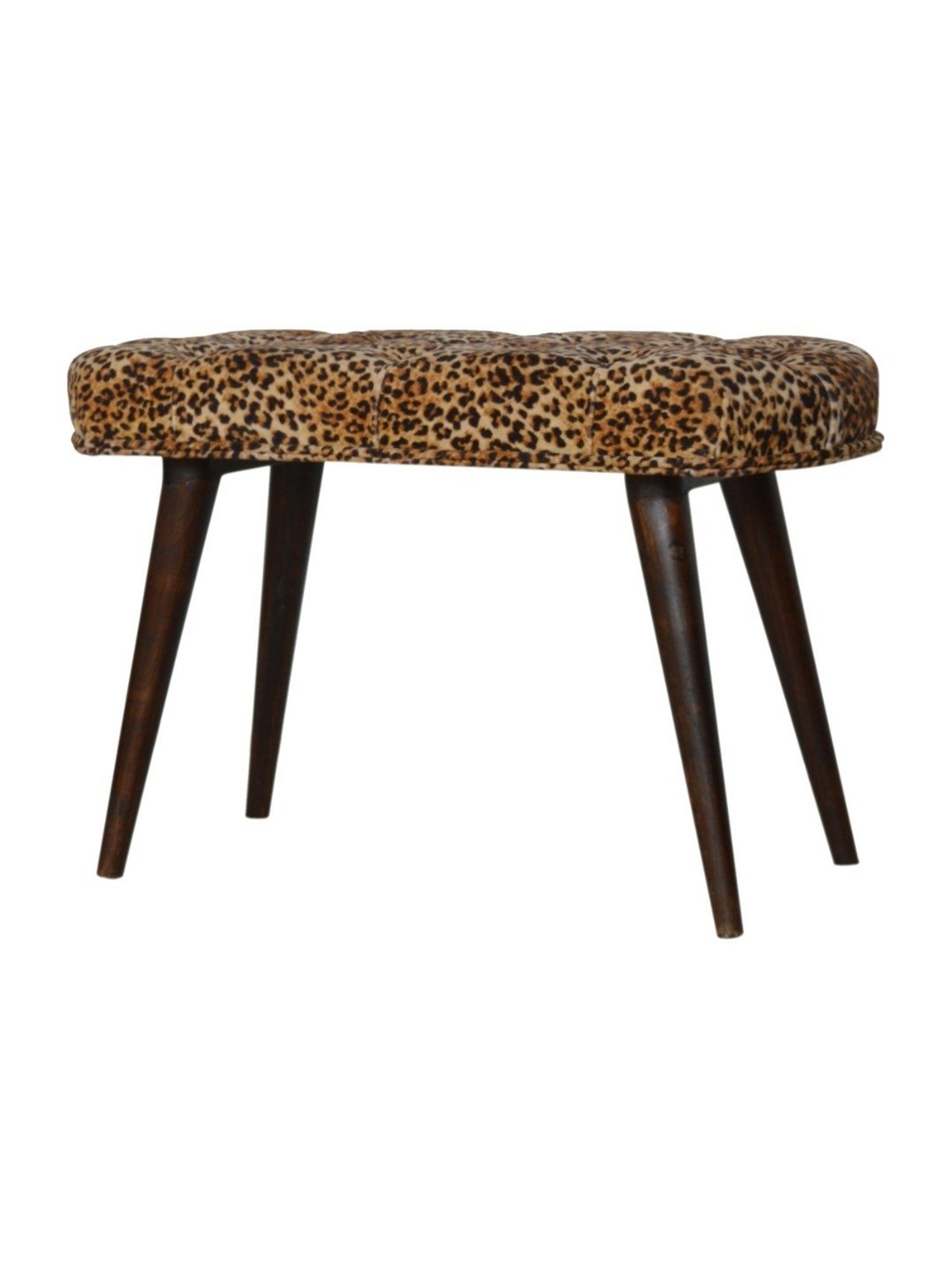 Artisan Furniture Brown Animal Print Print Deep Button Bench Brown Finish