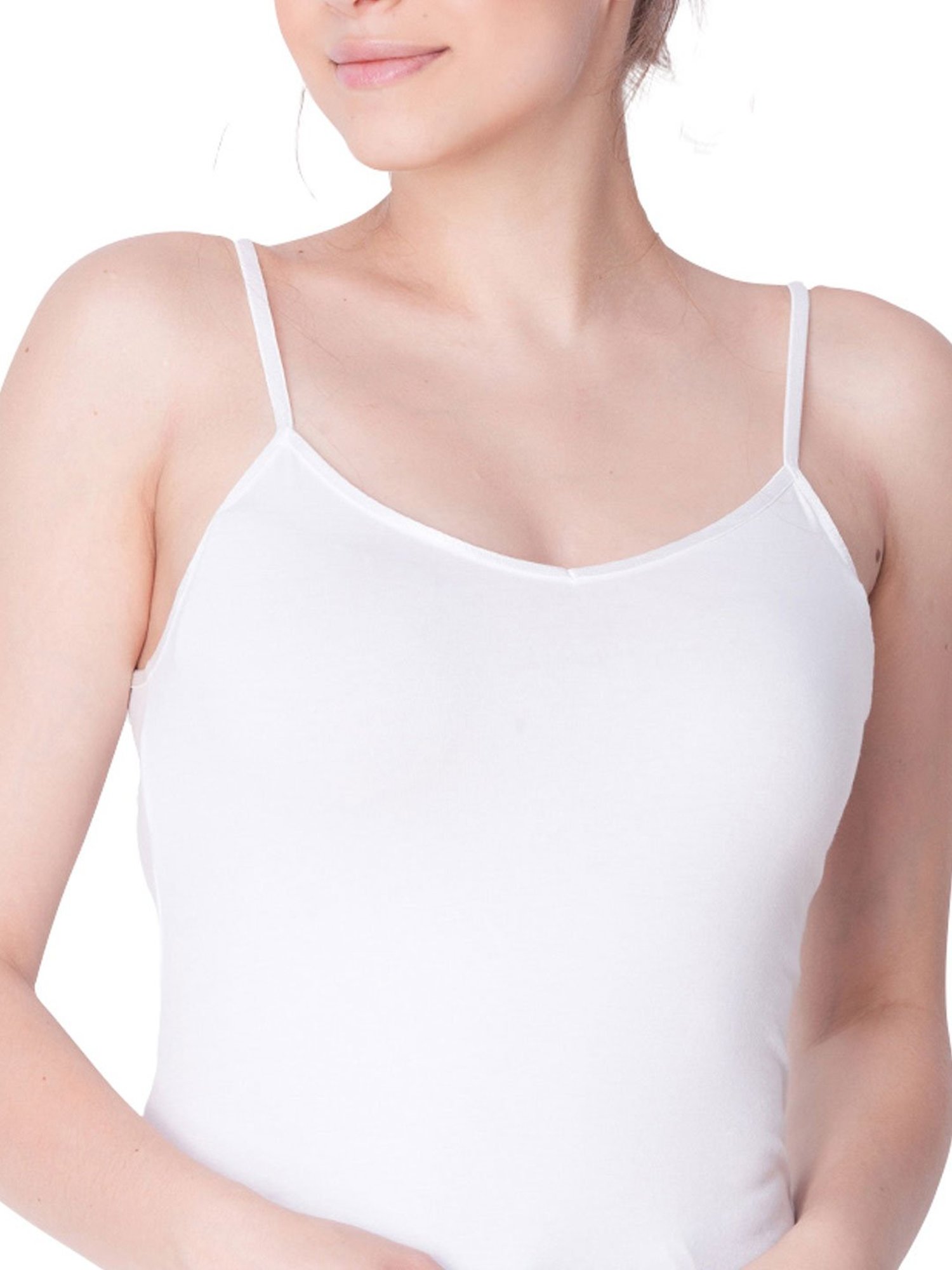 Dollar Missy White Cotton Camisole (Pack of 2)