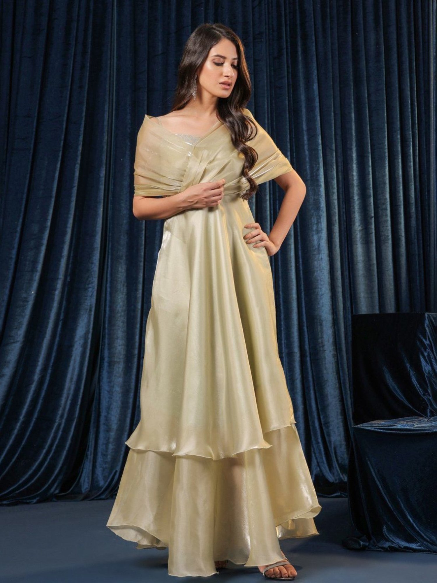 BInfinite Green Sparkle Sorbet Gleam Aura Flow Dress