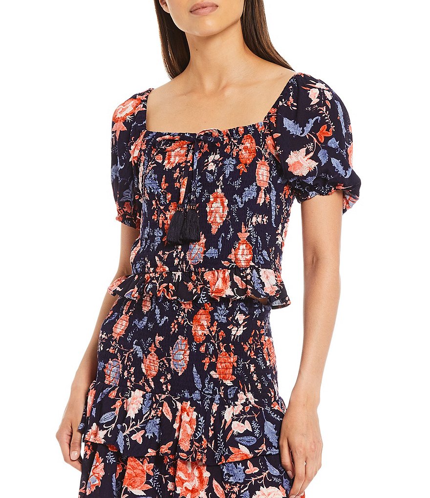 B.O.G. Collective Floral Print Coordinating Puff Sleeve Top