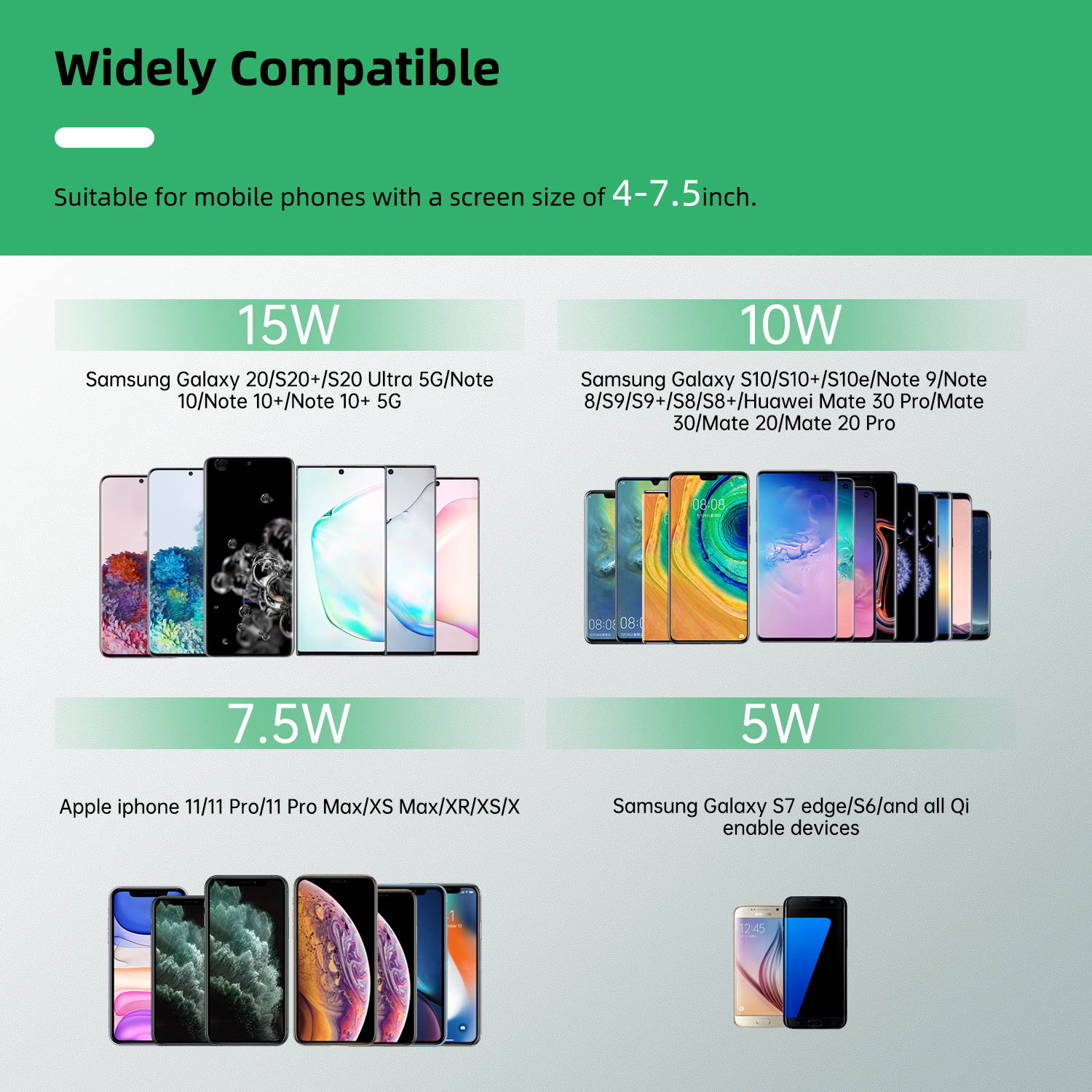 Donwell 15W Qi Car Wireless Fast Charger Cell Phone Charging Holder For iPhone 11/12/12 Pro/Pro Max,   For iPhone X/XS/XR/XS Max,Samsung Galaxy S20/S20+/S20 Ultra 5G/Note 20/20 Ultra 5G