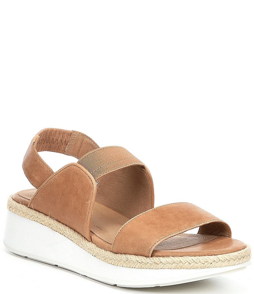 Eileen Fisher Dash Leather Elastic Platform Wedge Sandals