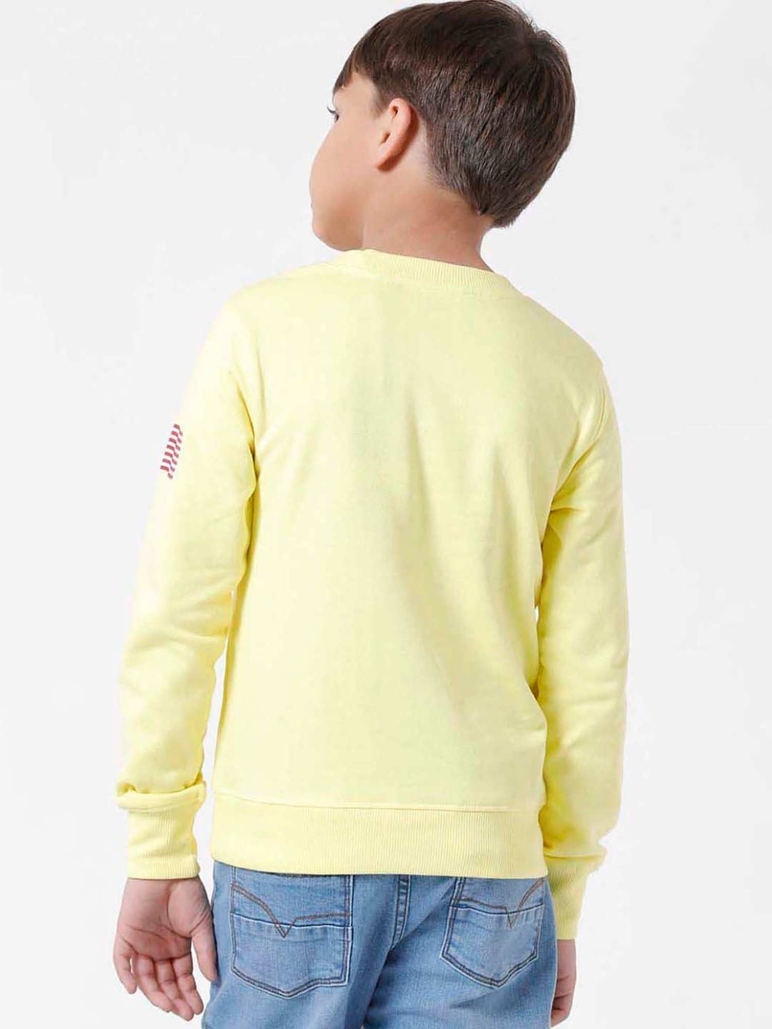 Kate & Oscar Kids Yellow Cotton Printed Full Sleeves Sweatshirt