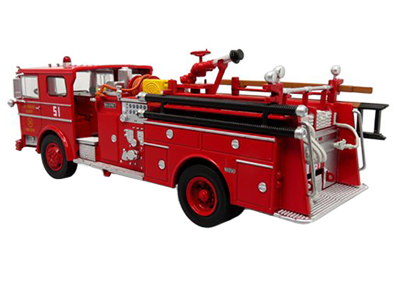 1973 Ward LaFrance Fire Engine "Los Angeles County Fire Department Engine 51" Red "5 Alarm" Series Limited Edition 1/87 (HO) Diecast Model by Iconic Replicas