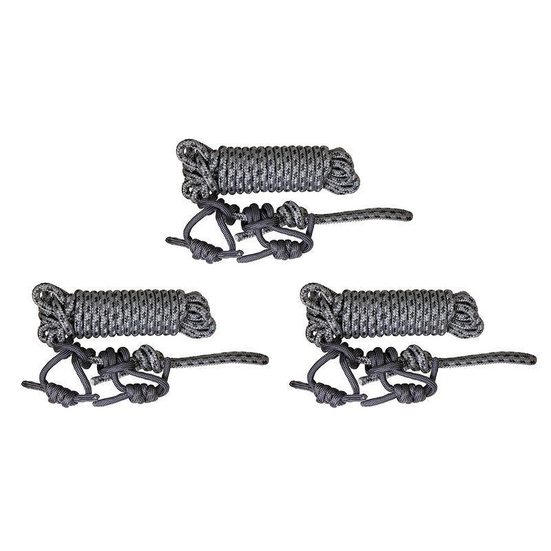 Summit Treestand SU83102 30 Foot Hunting Tree Stand Climbing Safety Life Line Harness Rope System with Slide and Grip Knots, Gray (3 Pack)
