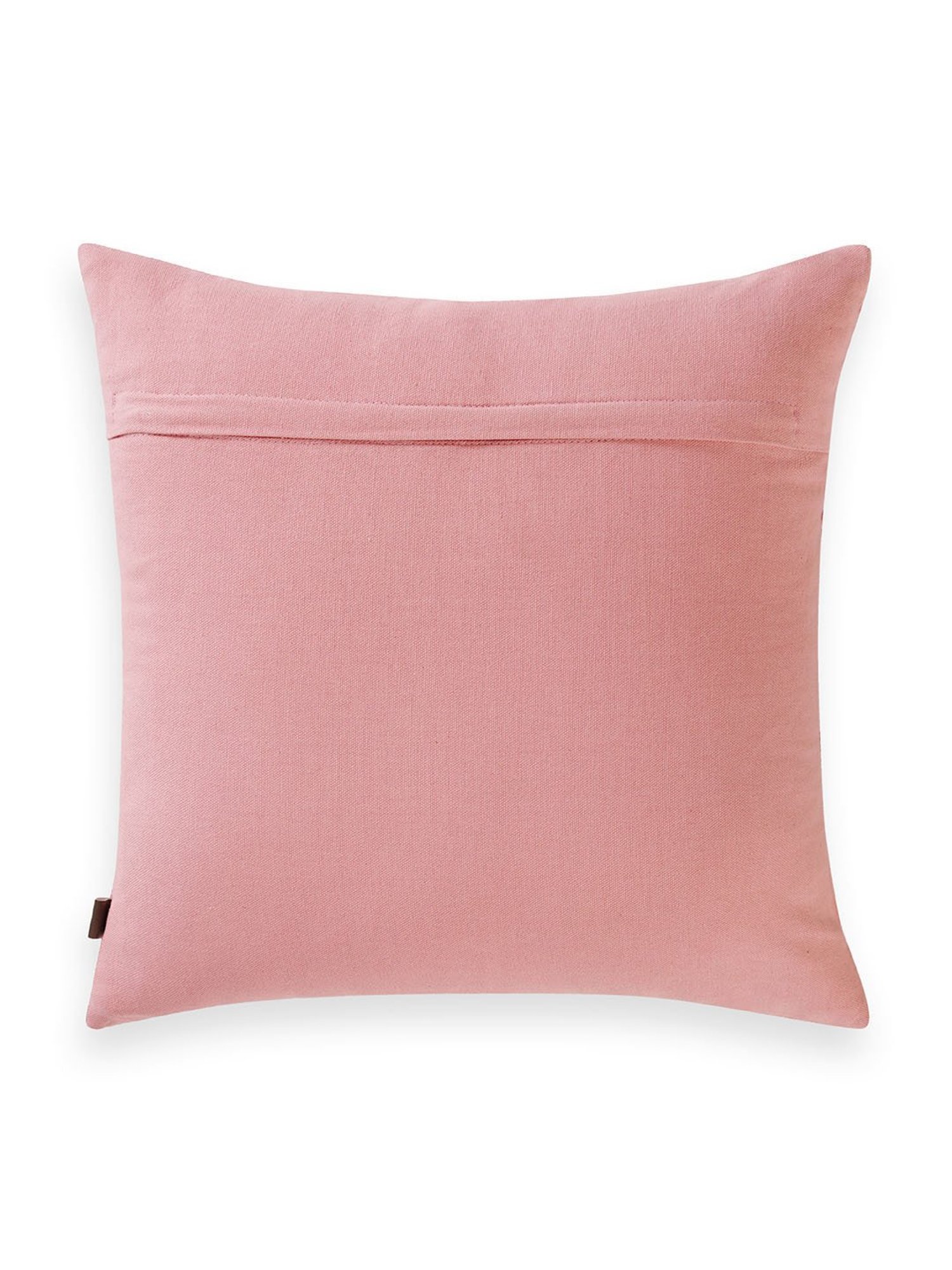 Pure Home and Living Pink Cotton Embroidery Cushion Cover