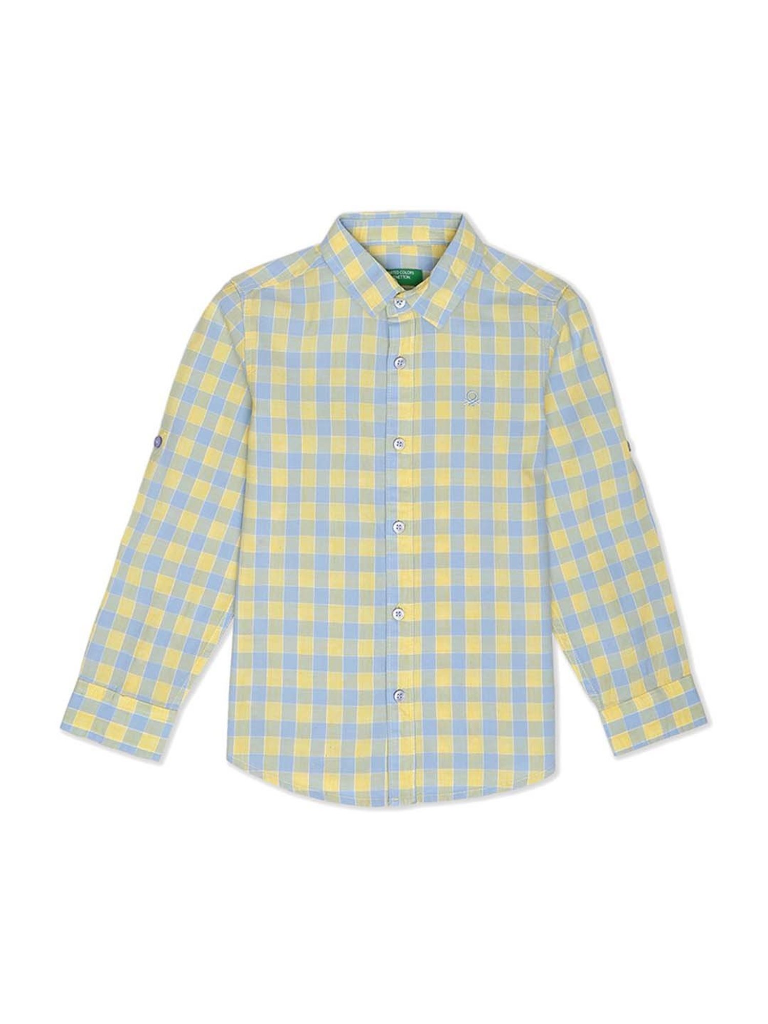 United Colors of Benetton Kids Yellow & Blue Chequered Shirt