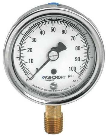 ASHCROFT 251009AWL02L30# Gauge,Pressure,0 to 30 psi,1.5 Percent