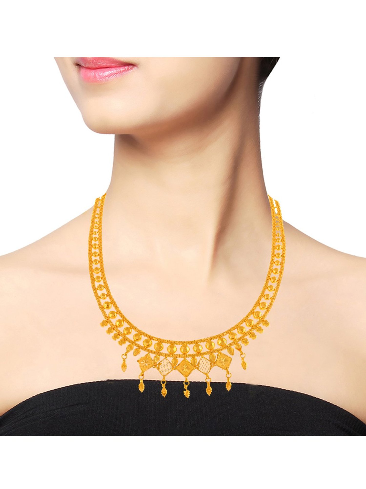 CKC Repouss&iquest; Work Rudraksha Gold Extender Neck Chain: Spiritual Elegance