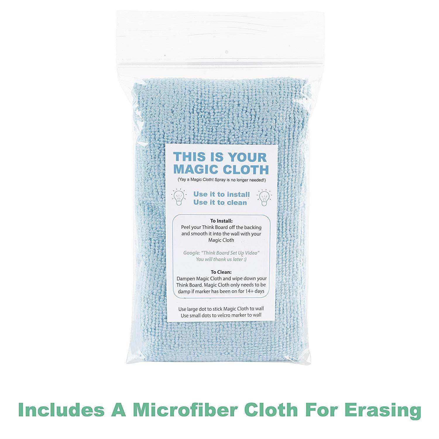 Think Board Clear Self-Adhesive Whiteboard Wall Sticker, 24" x 36" Medium Peel and Stick Dry Erase Board Wall Cling for Home and Office, Removable Wall Decals, Super Sticky, Stain-Proof Message Board