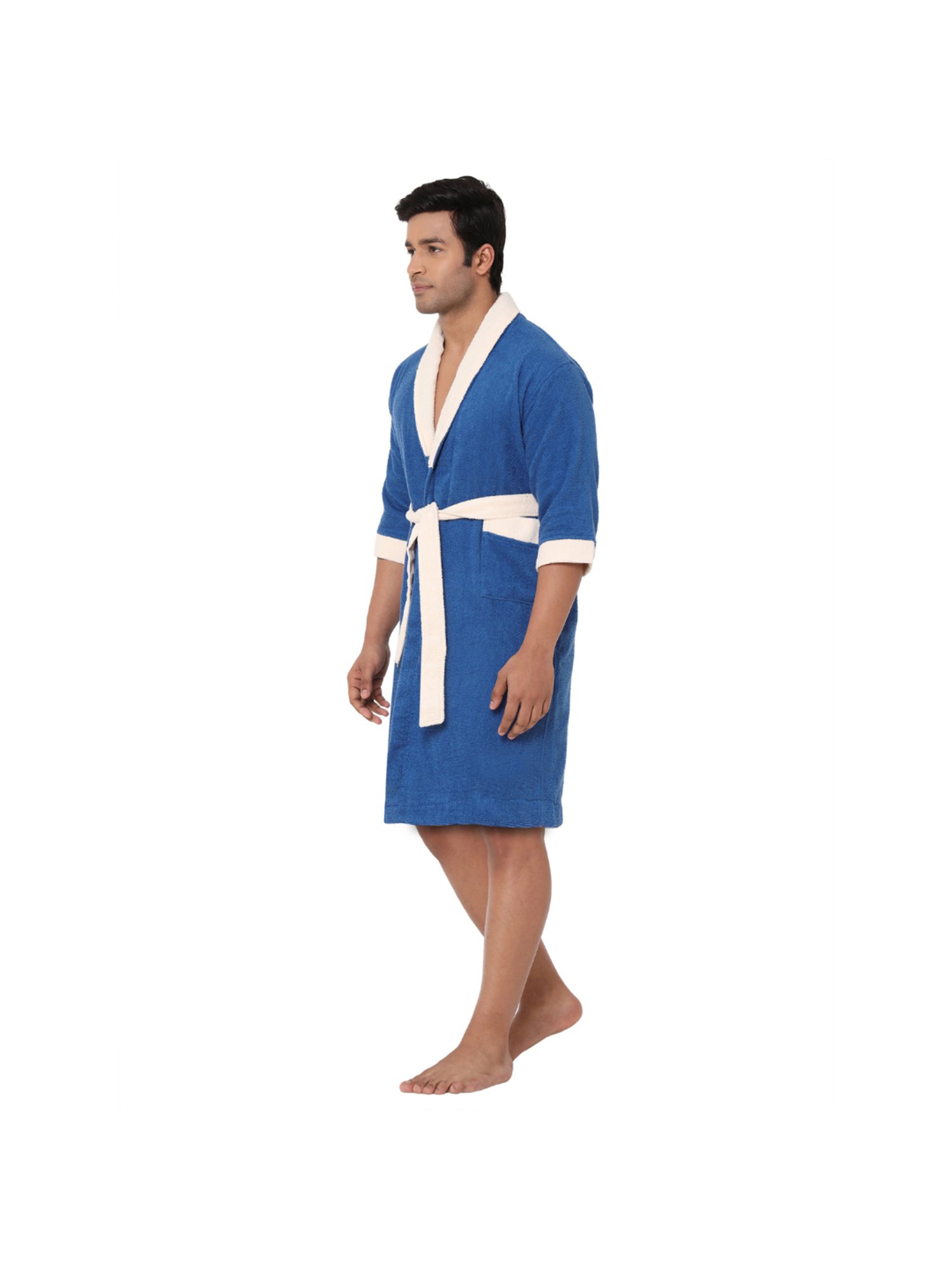 Spaces Cloudz Blue 300 GSM Cotton Medium Bathrobe