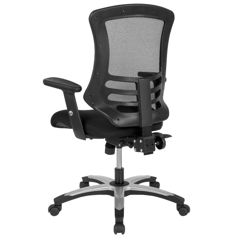 Mesh Sled Base Side Reception Chair with Flip Up Arms Black - Riverstone Furniture