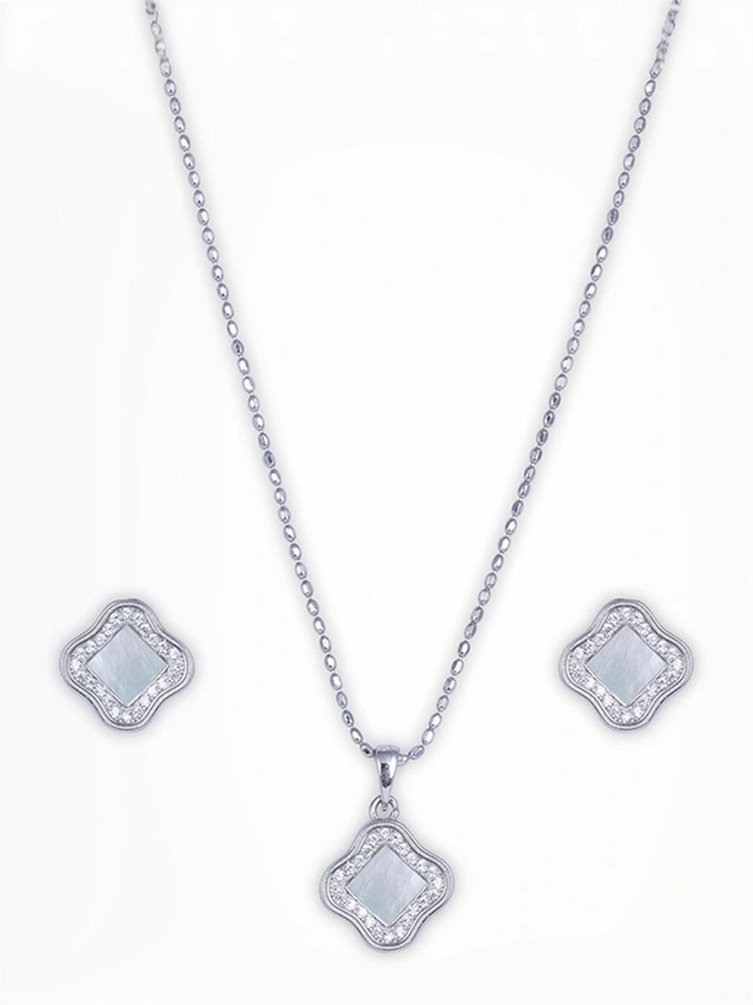 Touch925 Sterling Silver Zirconia Silver Pendant Set for women