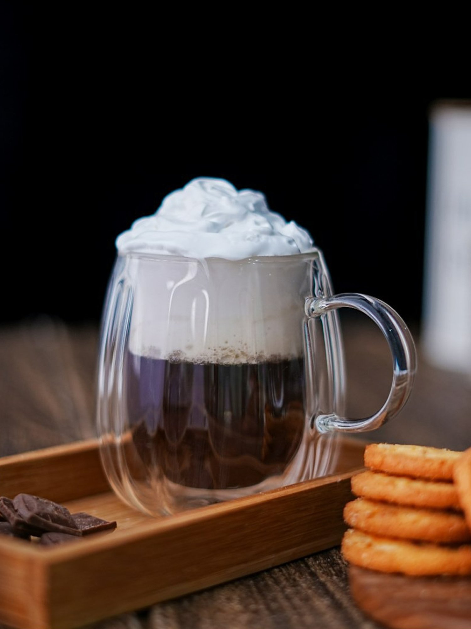 Femora Transparent Borosilicate Double Wall Coffee Cup - Set of 4 (250ml)