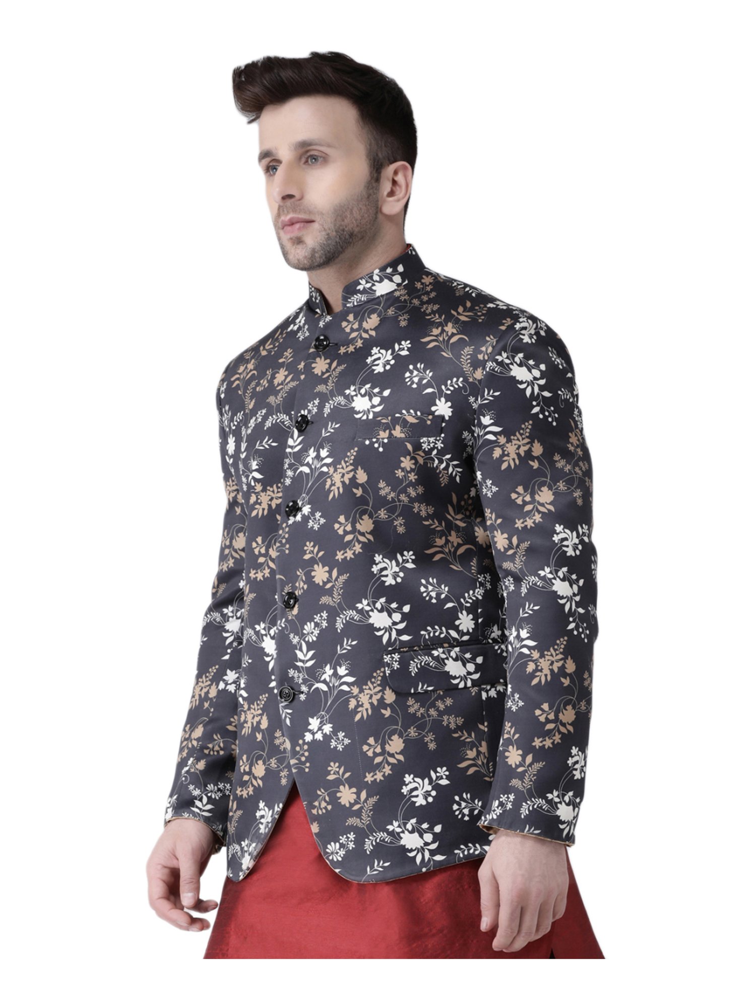 Hang Up Black Regular Fit Printed Blazer