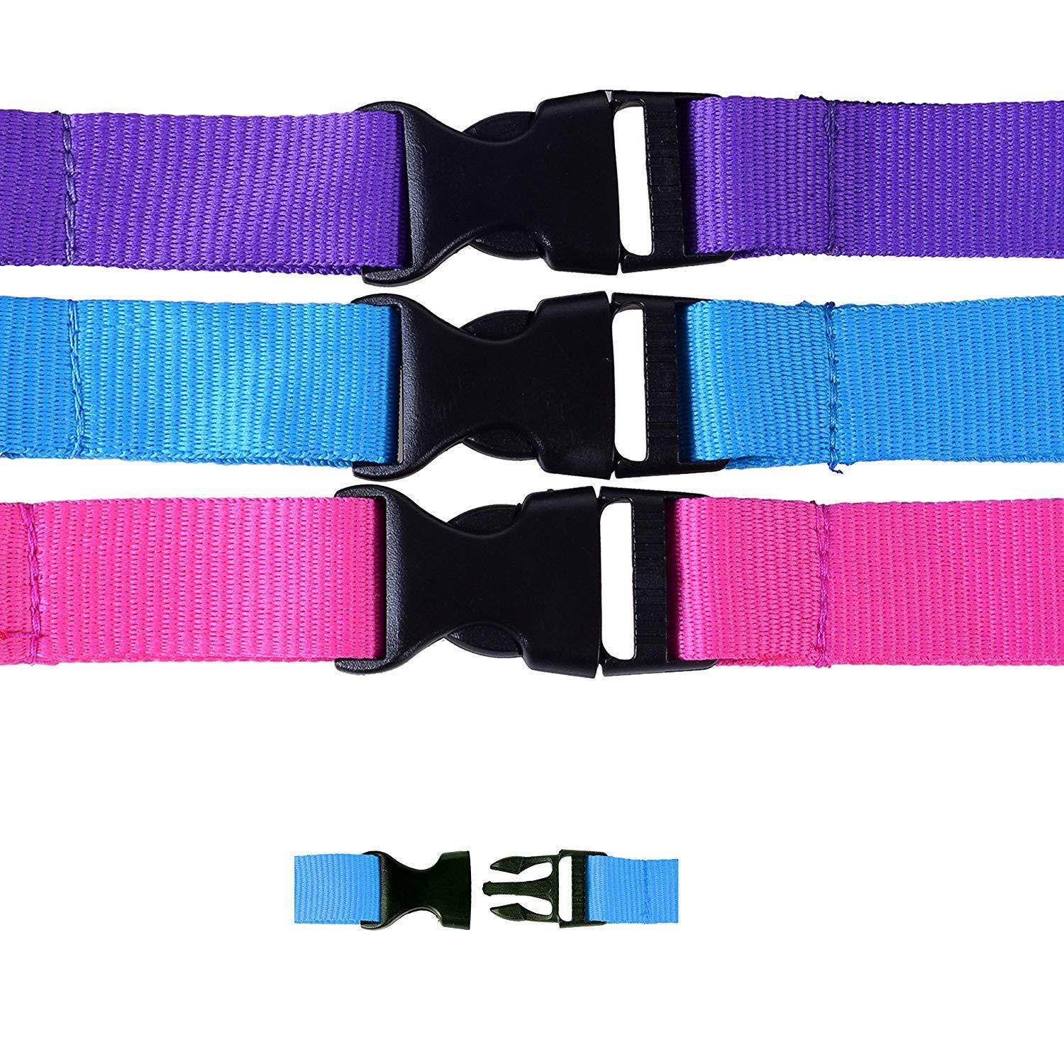 Office Lanyard, Wisdompro 3pcs 23" Premium Polyester Neck Strap Lanyard with Oval Clasp & Detachable Buckle for Phone, Camera, iPod, USB, Key, Keychain, Badge Holder-Purple/Hot Pink/LightBlue
