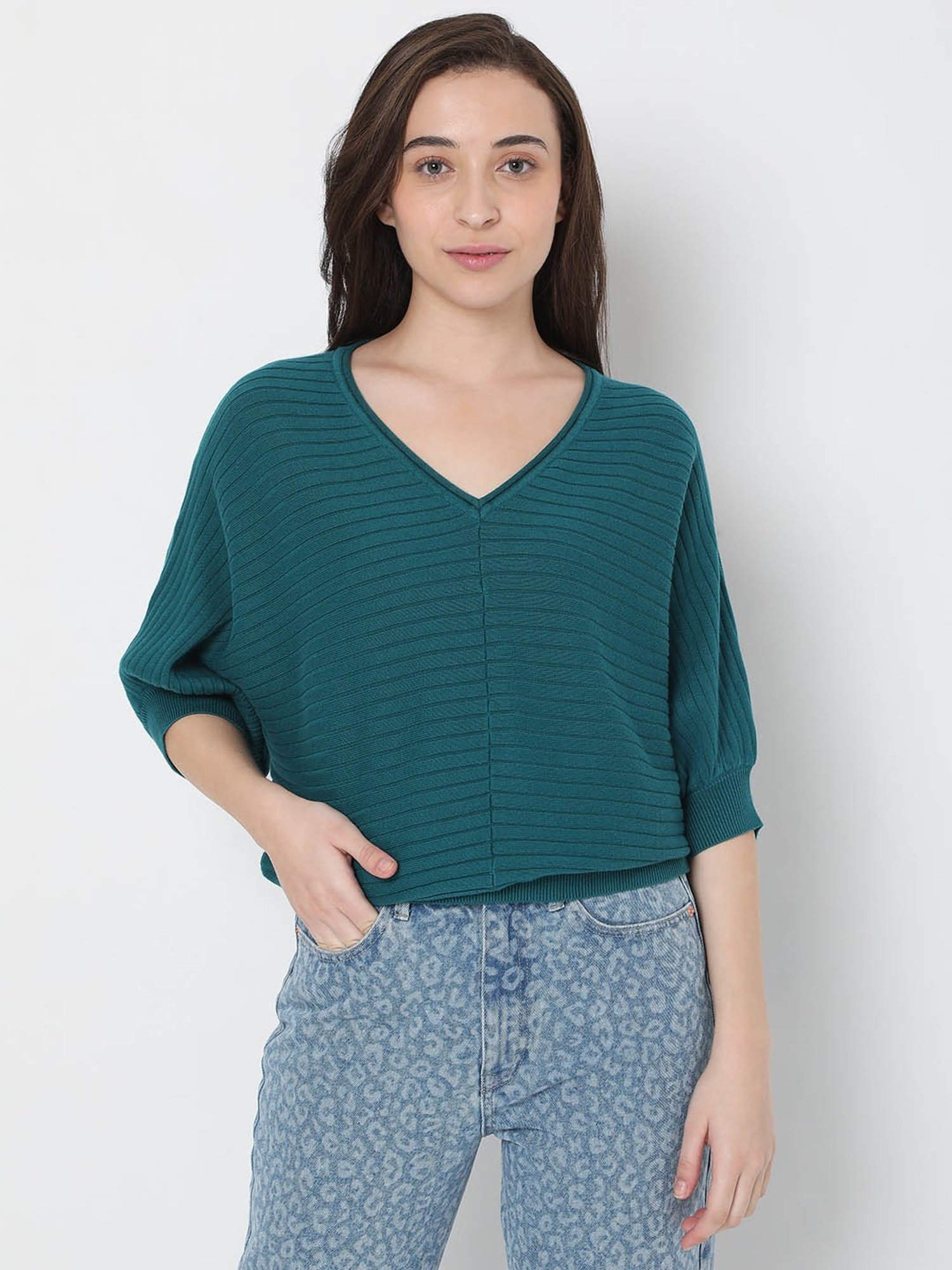 Vero Moda Green Regular Fit Sweater