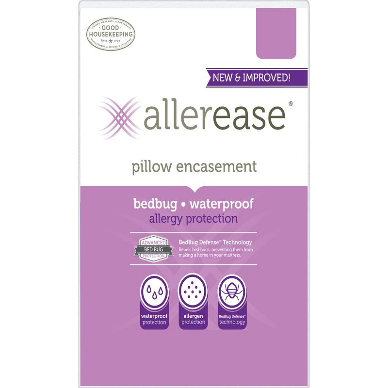 AllerEase Zippered Bed Bug Pillow Protector -White (Standard/Queen)