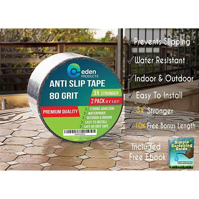 Heavy Duty Anti Slip Traction Tape 2 Pack of 4 Inch x 33 Foot Grip Tape Grit Non Slip for OutdoorIndoor Non Skid Treads High Traction Friction Abrasive Adhesive Stairs Step Black