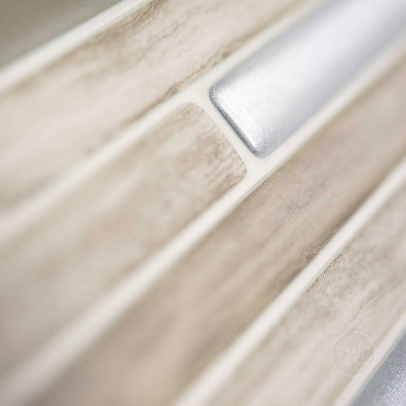 Smart Tiles 3D Peel and Stick Backsplash 4 Sheets of 9.88" x 9.70" Kitchen and Bathroom Wallpaper Capri Taupe