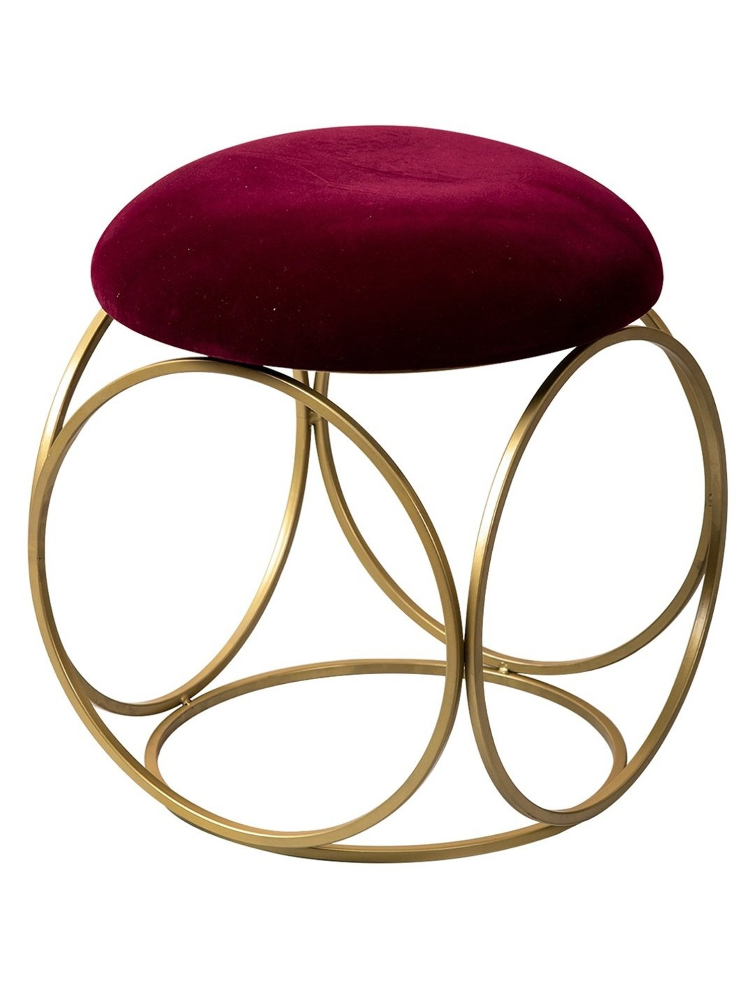 Nestroots Solid Maroon Velvet Puffy Pouffes Foot Stool Ottoman