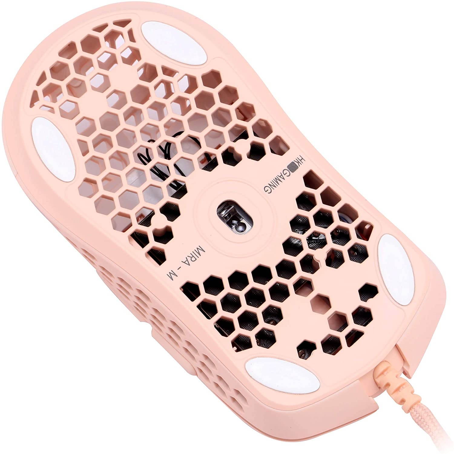 HK Gaming Mira S Ultra Lightweight Honeycomb Shell Wired RGB Gaming Mouse - Up to 12 000 cpi | 6 Buttons - 61g Only (Mira-S Rose Quartz)