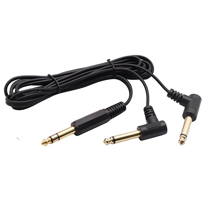 635mm to 2 635 Audio Y Splitter CableGold Plated 90 Degree 14 Inch 635mm Male TRS Stereo to 2Dual 635mm 14 Inch Male TS Mono Right Angle Y Splitter Audio Cable18M59 feet