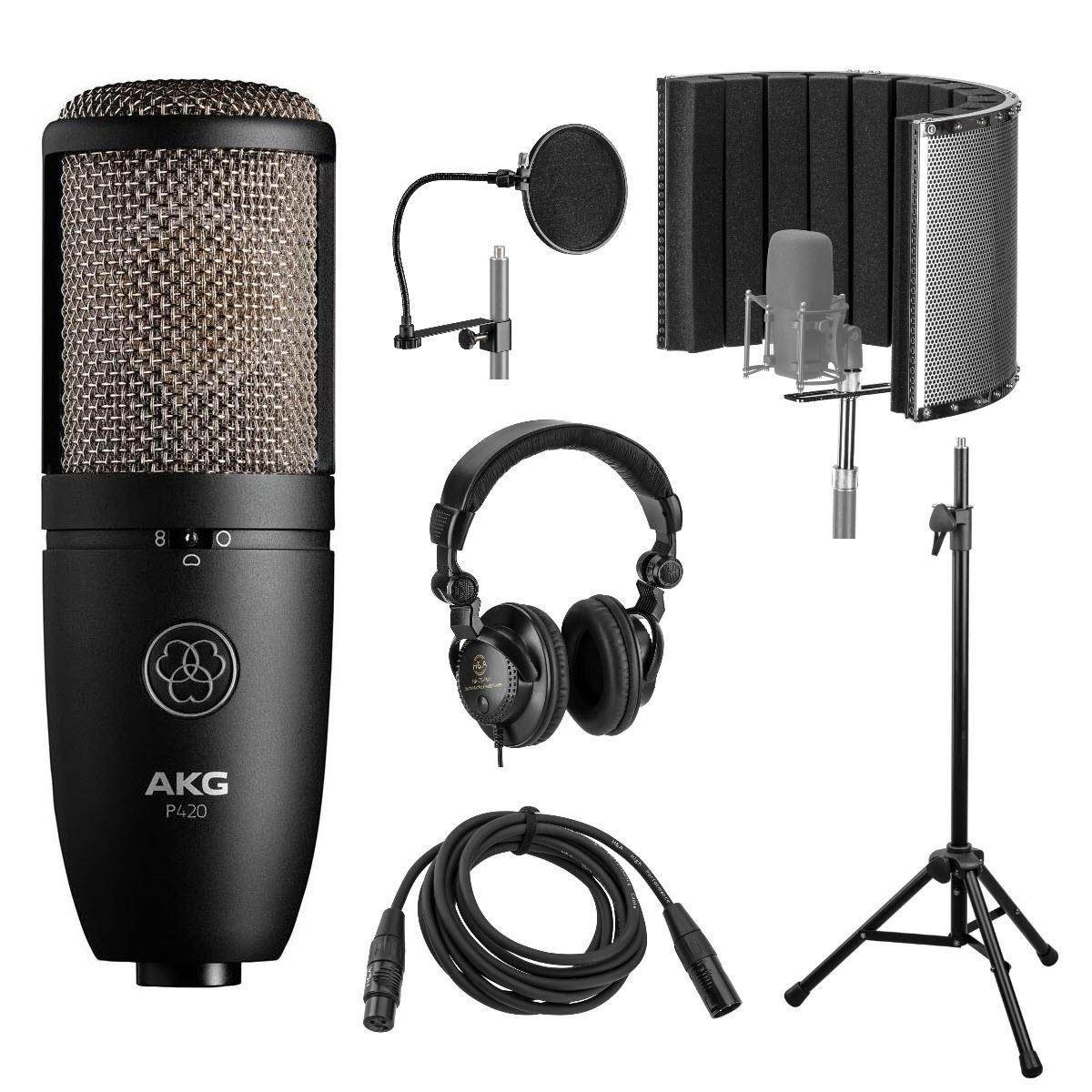 AKG Acoustics P420 Large Diaphragm Microphone Recording Setup Kit #3101H00430 K1