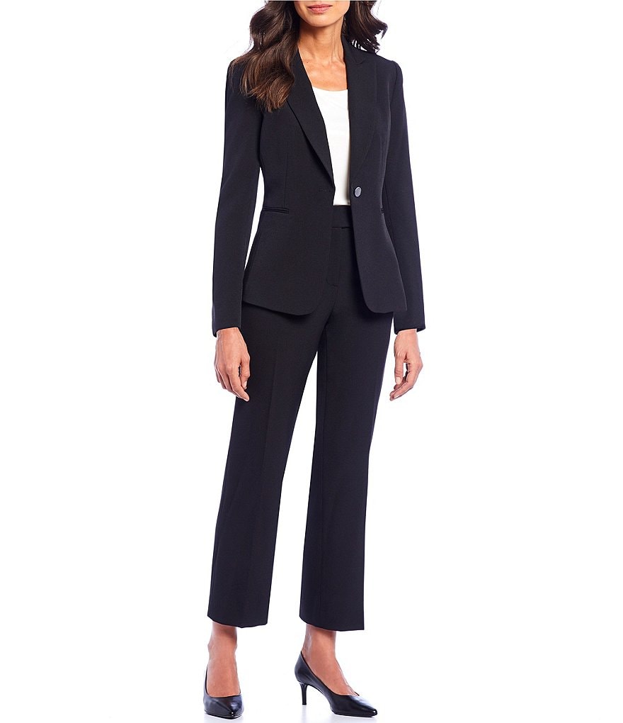 Preston & York Alyssa One Button Front Notch Lapel Crepe Jacket