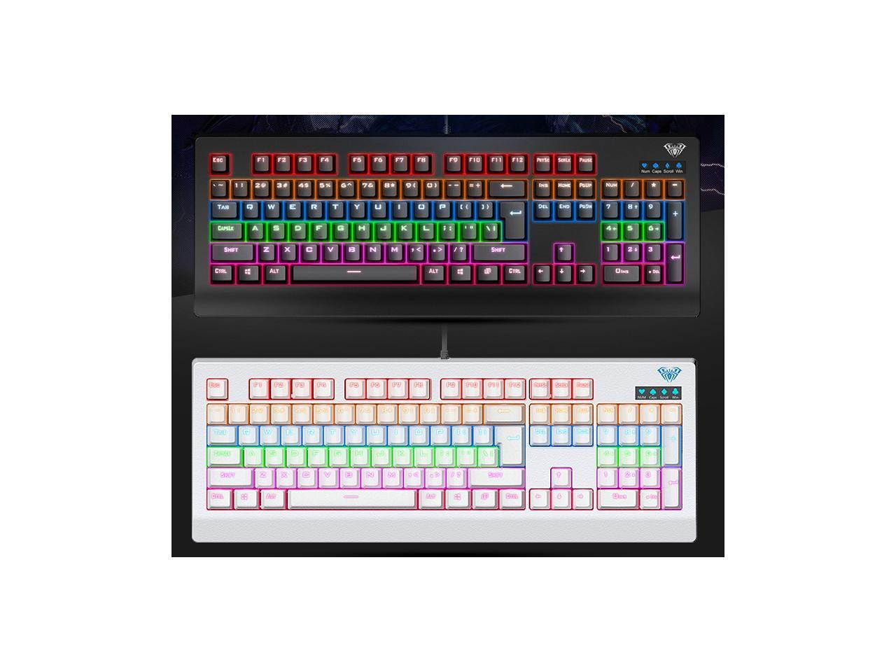 AULA Demon King Mechanical Multi-color LED Gaming Keyborad ,Blue Switch(White)