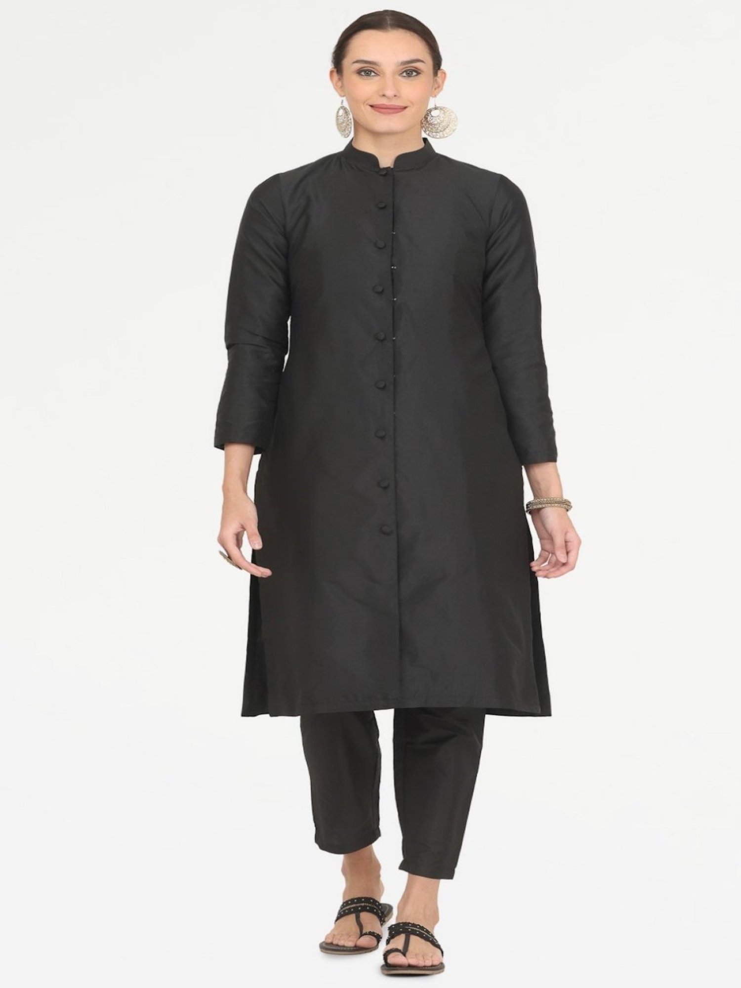 Kaanchie Nanggia Black Taffeta Jacket with Pant