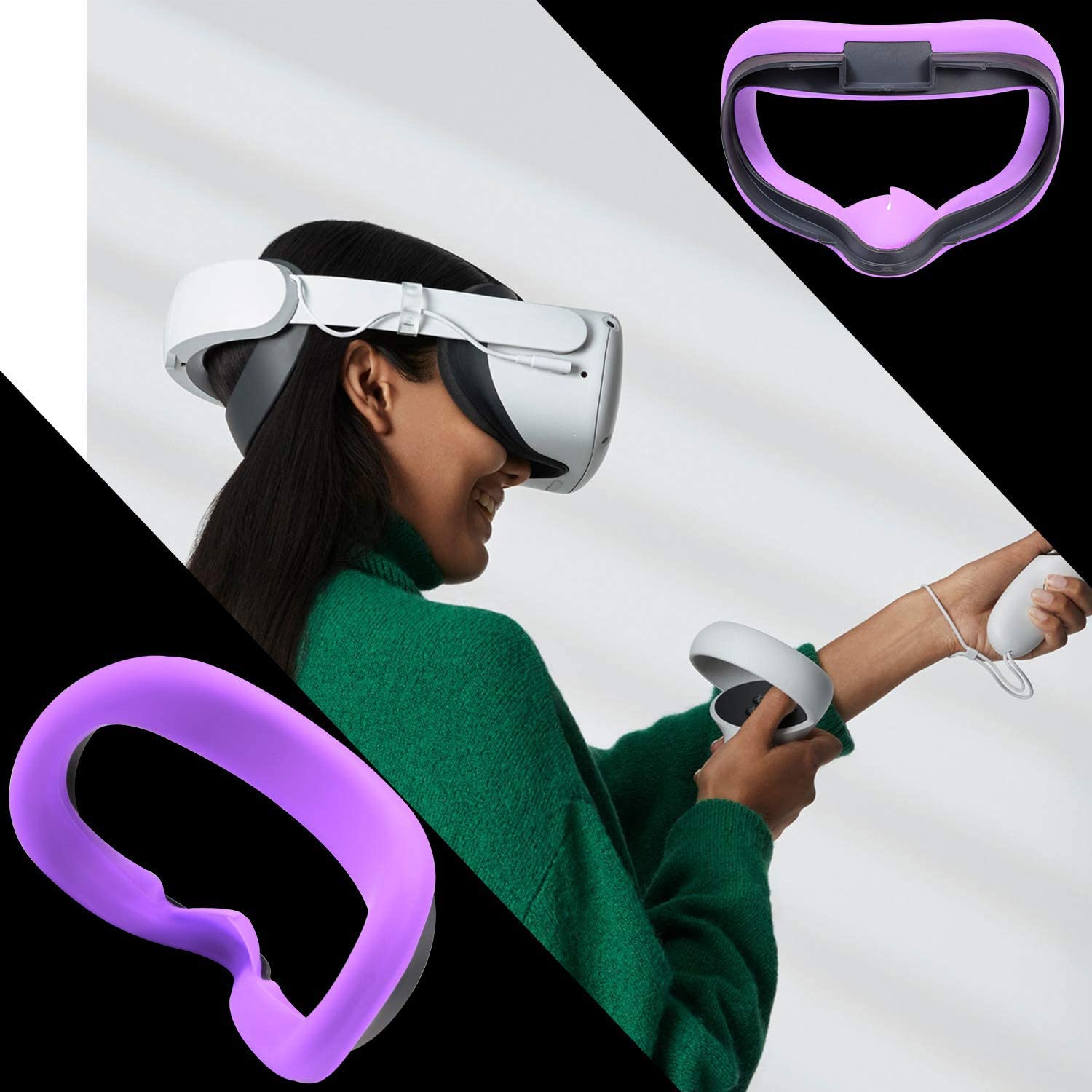 Newest VR Silicone Interfacial Cover for Oculus Quest 2 Face Protect Skin Sweatproof Lightproof Anti-Leakage