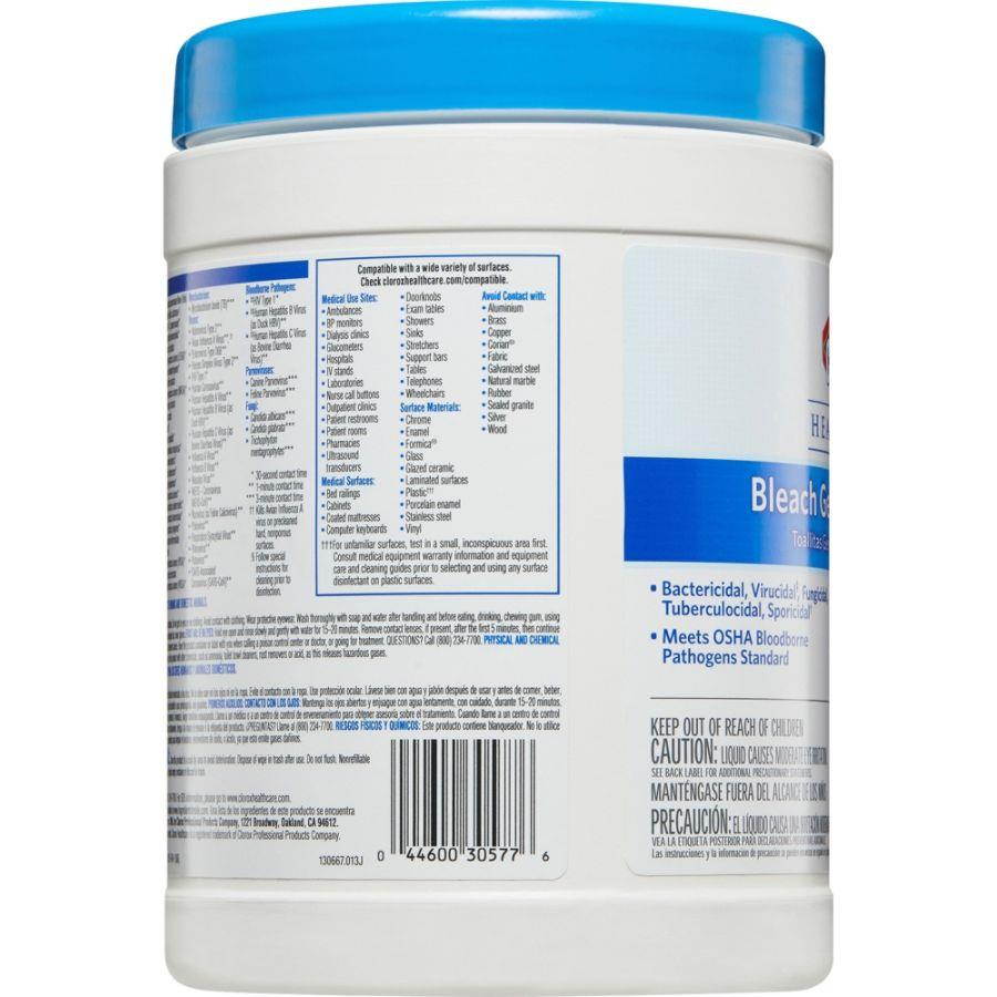 Germicidal Wipes, 6 X 5, Unscented, 150/Canister