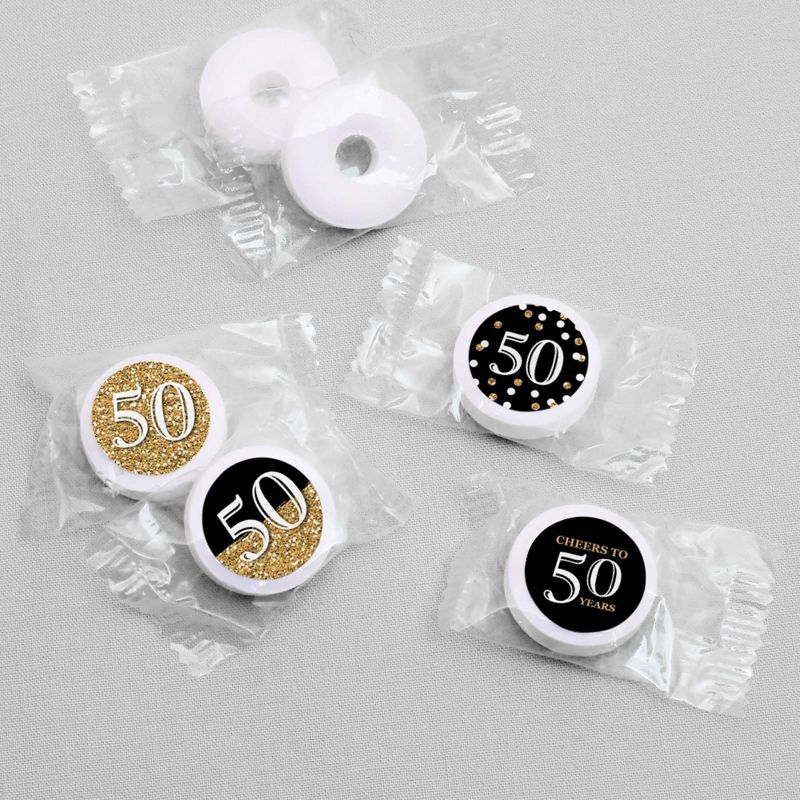 Big Dot of Happiness Adult 50th Birthday - Gold - Round Candy Sticker Party Favors - Labels Fit Hershey's Kisses (1 sheet of 108)