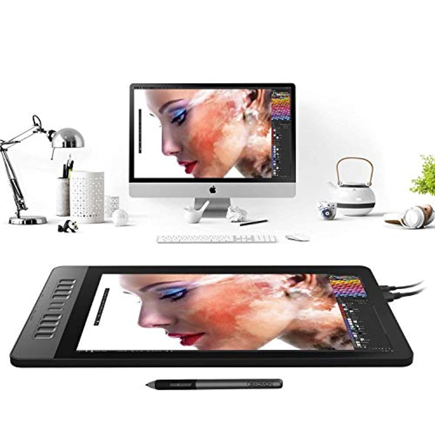 GAOMON PD1561 Pen Display  and  AP50 Passive Pen -15.6'' 8192 Tilt-Support HD Graphics Drawing Monitor Tablet for Digital Drawing/ Animation/ Online Teaching and Meeting