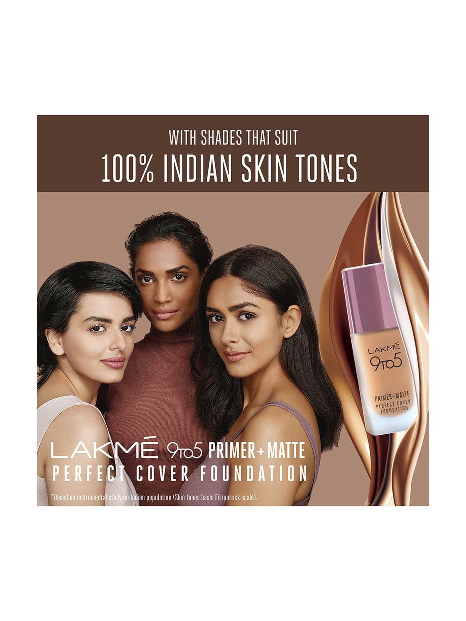 Lakme 9 To 5 Primer + Matte Perfect Cover Foundation W110 Warm Light - 25 ml